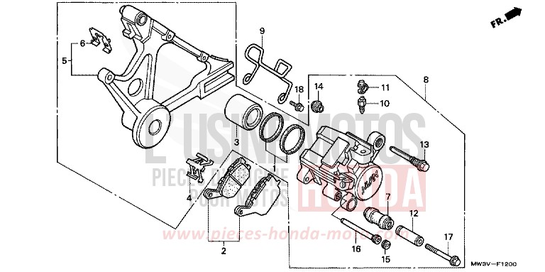 ETRIER DE FREIN ARRIERE de CB Seven Fifty TASMANIA GREEN ME (G142) de 1998